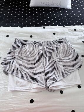 DSG White Shorts with Black Brushstroke Print